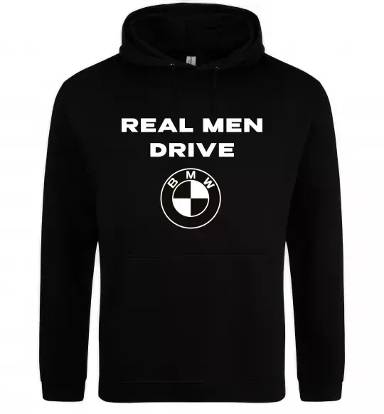 Чоловіча толстовка (худі) Real men drive BMW Чорний фото