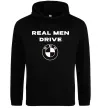 Чоловіча толстовка (худі) Real men drive BMW Чорний Чоловіча толстовка (худі) Real men drive BMW Чорний фото