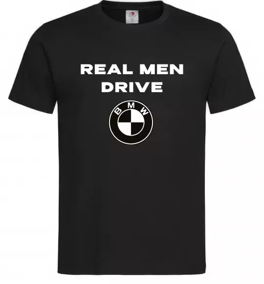 Чоловіча футболка Real men drive BMW Чорний фото