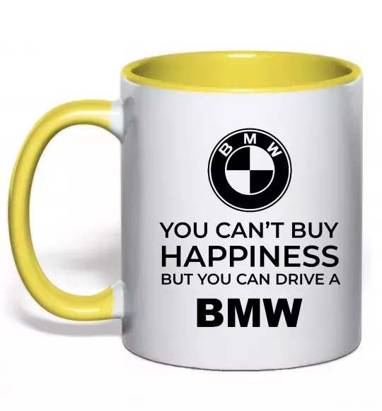 Чашка з кольоровою ручкою You can drive BMW Сонячно жовтий фото