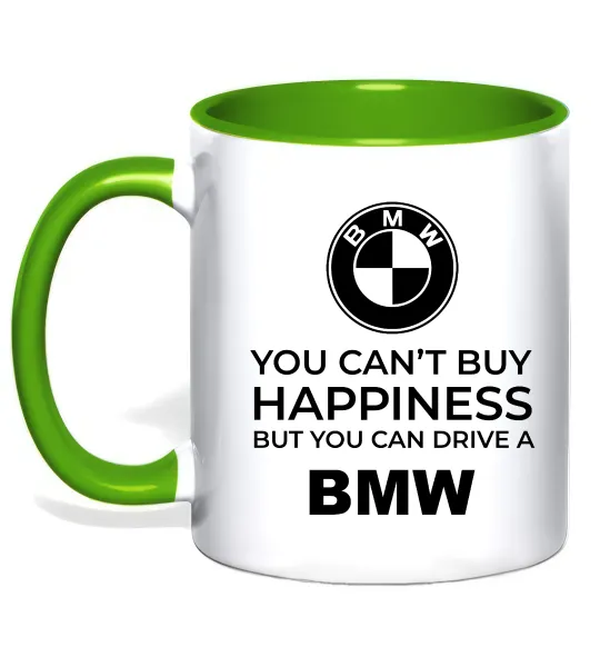 Чашка с цветной ручкой You can drive BMW Лаймовый фото