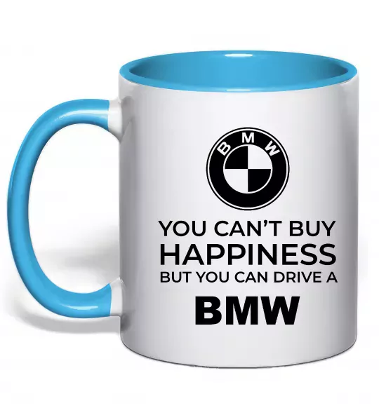 Чашка з кольоровою ручкою You can drive BMW Блакитний фото
