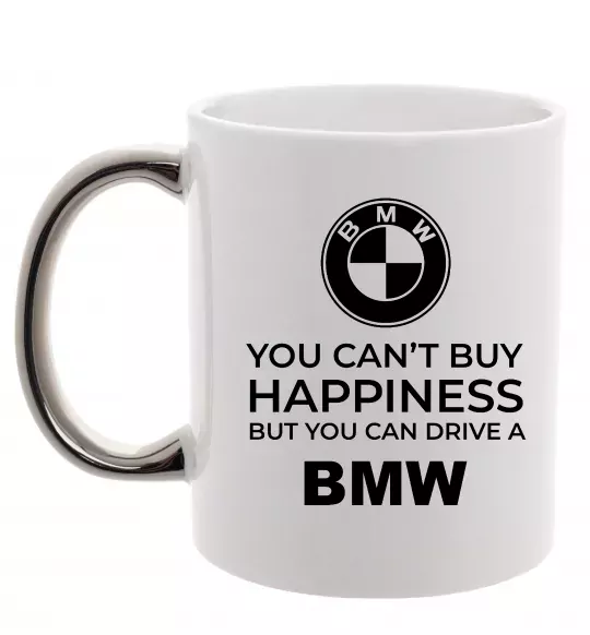 Чашка з кольоровою ручкою You can drive BMW Срібло фото
