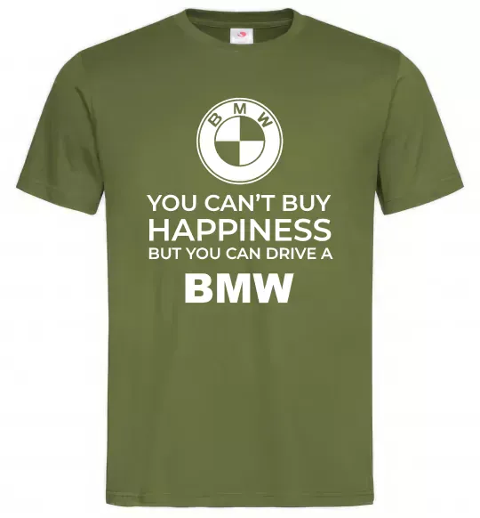 Мужская футболка You can drive BMW Оливковый фото