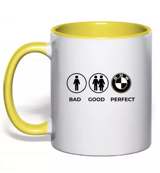 Чашка с цветной ручкой Bad Good Perfect Солнечно желтый фото