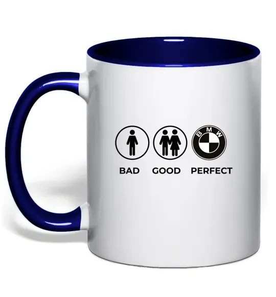Чашка с цветной ручкой Bad Good Perfect Глубокий темно-синий фото
