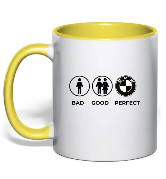 Чашка з кольоровою ручкою Bad Good Perfect Лимонний фото