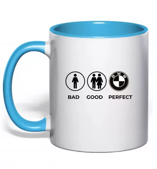 Чашка с цветной ручкой Bad Good Perfect Голубой фото