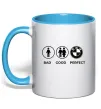 Чашка с цветной ручкой Bad Good Perfect Голубой фото