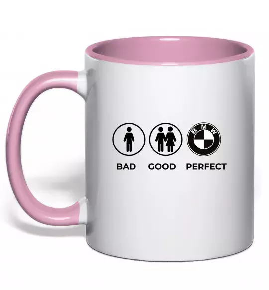 Чашка с цветной ручкой Bad Good Perfect Нежно розовый фото