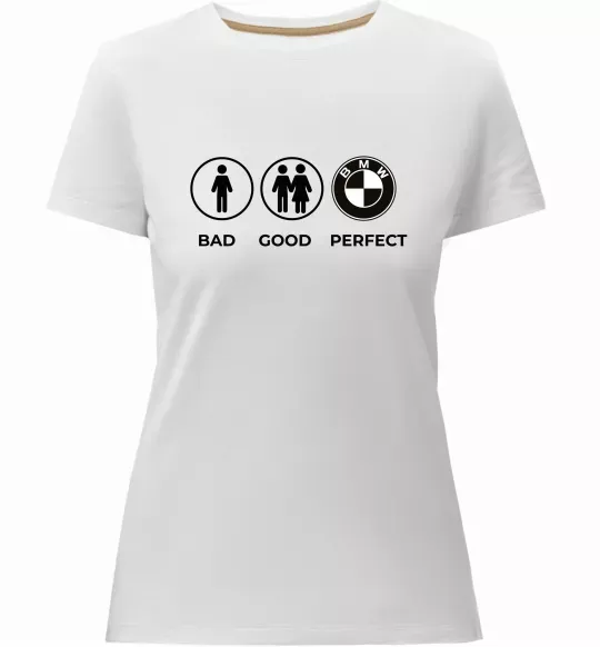 Женская премиум футболка Bad Good Perfect Белый фото