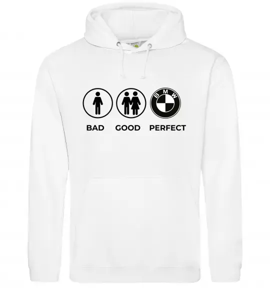Мужская толстовка (худи) Bad Good Perfect Белый фото