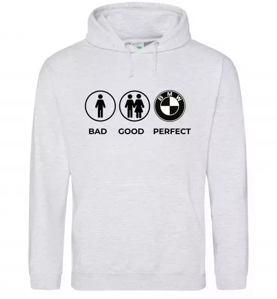 Женская толстовка (худи) Bad Good Perfect Серый меланж фото