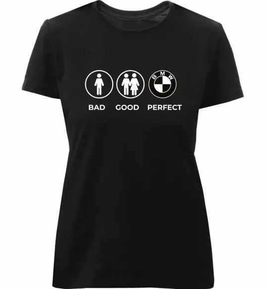 Женская премиум футболка Bad Good Perfect Черный фото