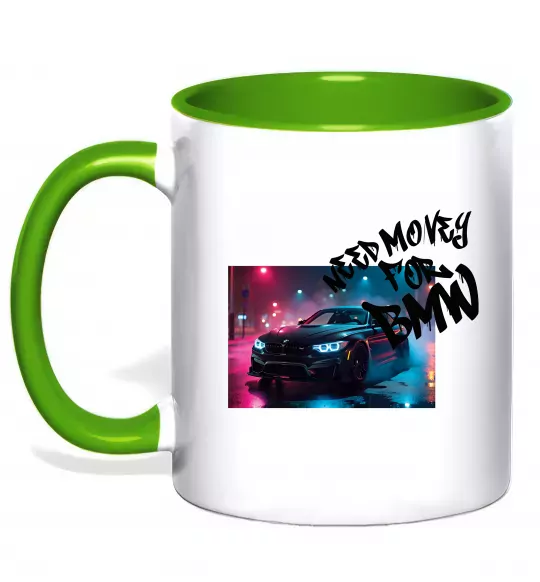 Чашка с цветной ручкой Money for BWM Зеленый фото