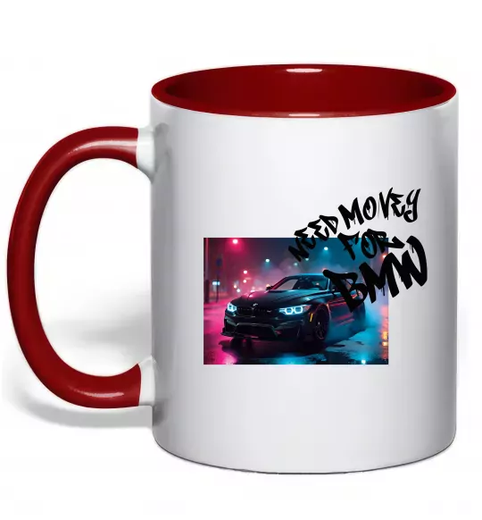 Чашка с цветной ручкой Money for BWM Красный фото