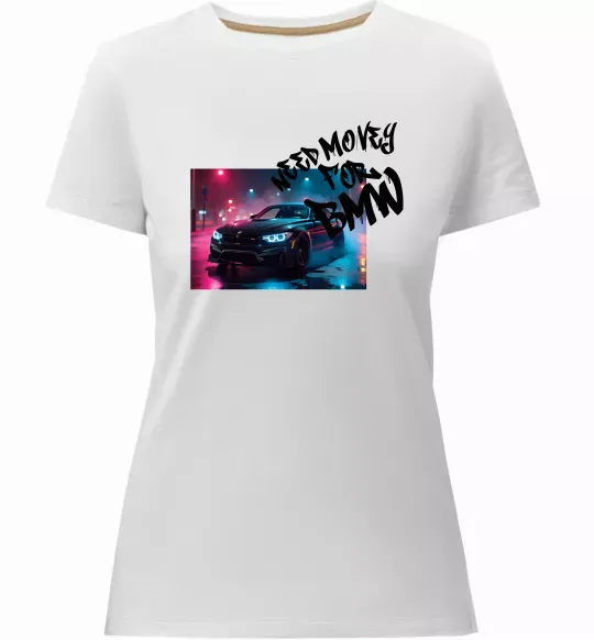 Жіноча преміум футболка Money for BWM Білий фото