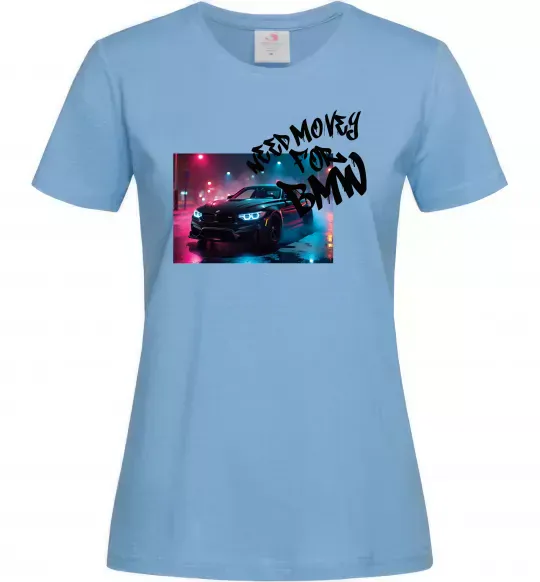 Жіноча футболка Money for BWM Блакитний фото