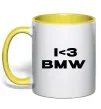 Чашка с цветной ручкой I <3 BMW Солнечно желтый фото