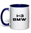 Чашка с цветной ручкой I <3 BMW Глубокий темно-синий фото