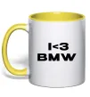 Чашка з кольоровою ручкою I <3 BMW Лимонний Чашка з кольоровою ручкою I <3 BMW Лимонний фото