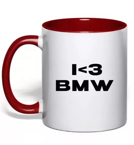 Чашка с цветной ручкой I <3 BMW Красный фото
