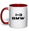 Чашка с цветной ручкой I <3 BMW Красный фото