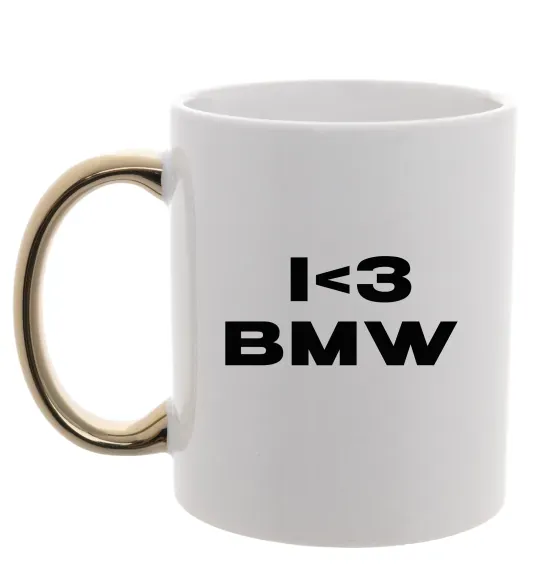 Чашка с цветной ручкой I <3 BMW Золото фото
