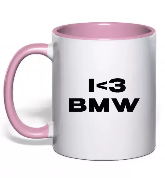 Чашка с цветной ручкой I <3 BMW Нежно розовый фото