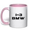 Чашка с цветной ручкой I <3 BMW Нежно розовый фото