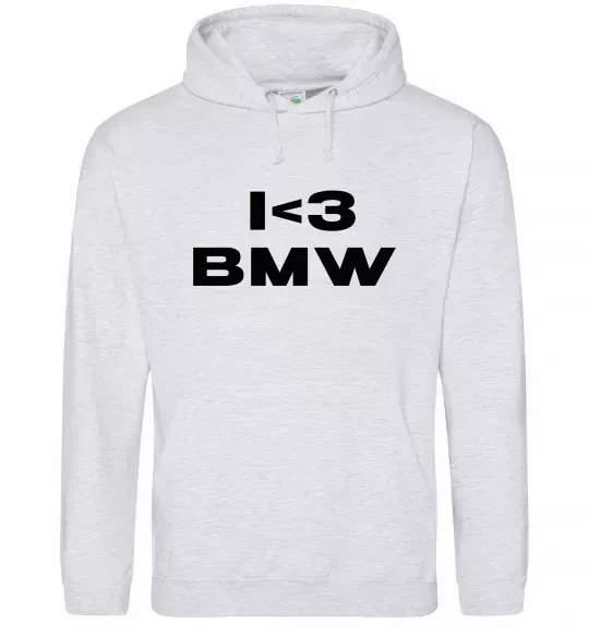 Чоловіча толстовка (худі) I <3 BMW Сірий меланж фото