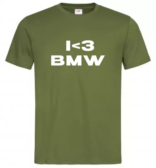 Чоловіча футболка I <3 BMW Оливковий фото