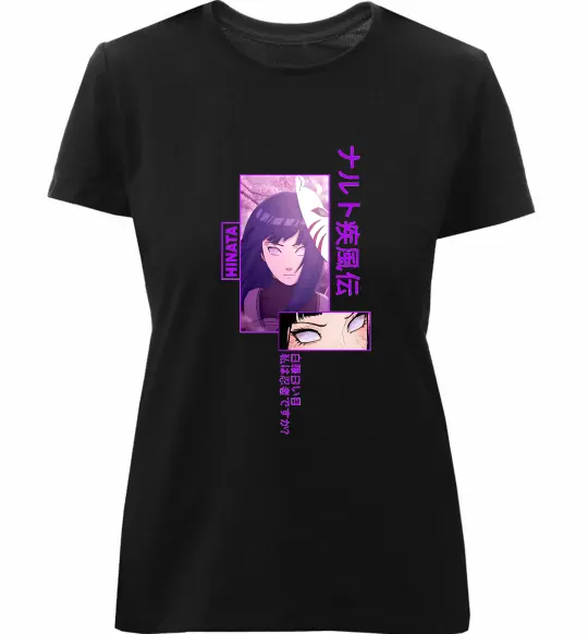 Женская премиум футболка Хіната Черный фото