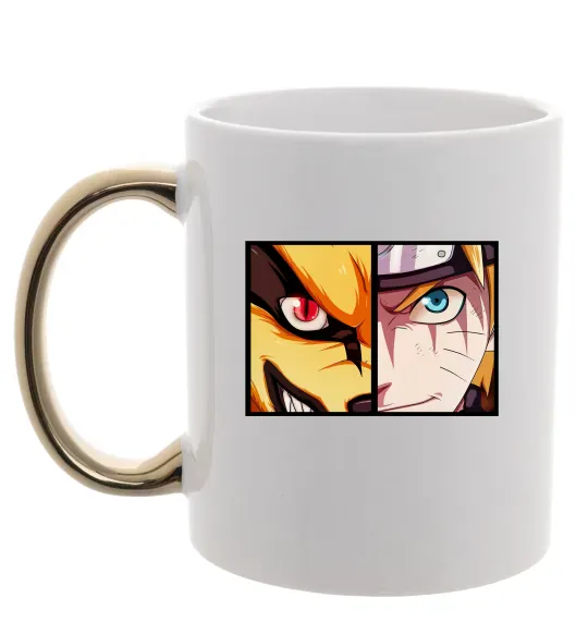 Чашка з кольоровою ручкою Курама vs Наруто Золото фото