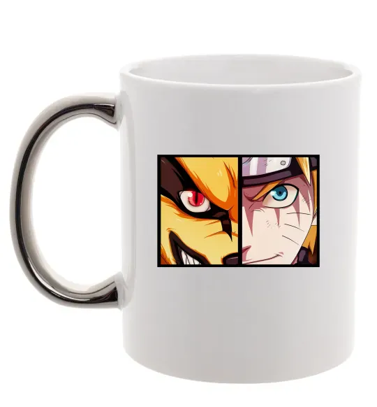 Чашка з кольоровою ручкою Курама vs Наруто Срібло фото