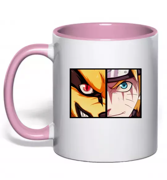 Чашка з кольоровою ручкою Курама vs Наруто Ніжно рожевий фото