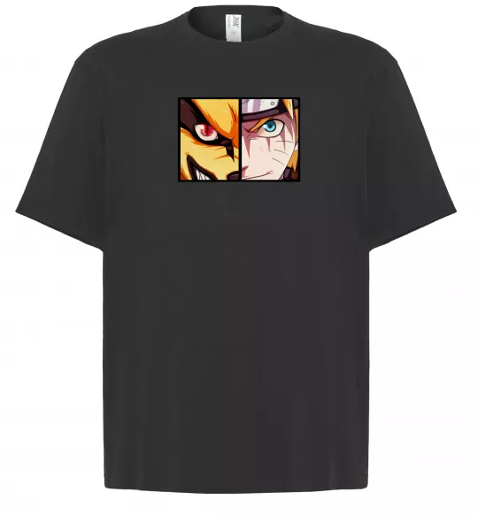 Футболка Оверсайз Курама vs Наруто Черный фото