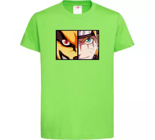 Дитяча футболка Курама vs Наруто Лаймовий фото