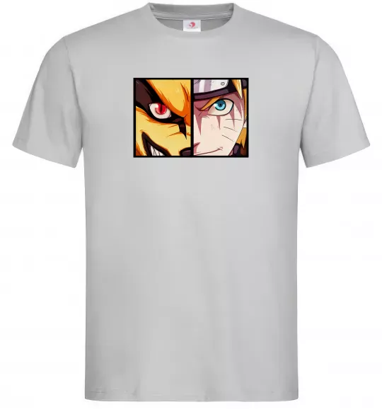 Чоловіча футболка Курама vs Наруто Сірий фото