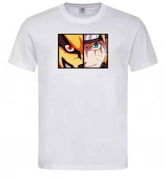 Чоловіча футболка Курама vs Наруто Білий фото