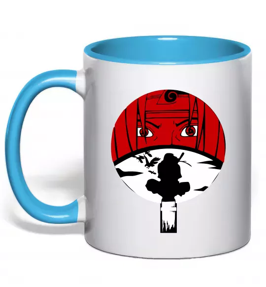 Чашка з кольоровою ручкою Ітачі Учіха коло Блакитний фото