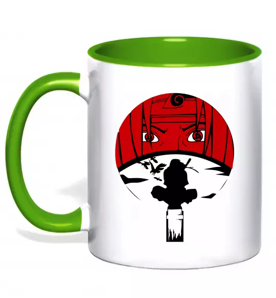 Чашка з кольоровою ручкою Ітачі Учіха коло Зелений фото