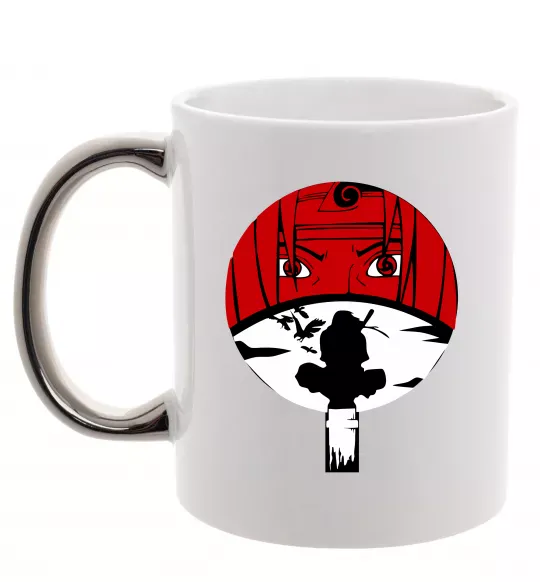 Чашка з кольоровою ручкою Ітачі Учіха коло Срібло фото