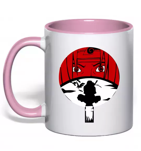 Чашка з кольоровою ручкою Ітачі Учіха коло Ніжно рожевий фото