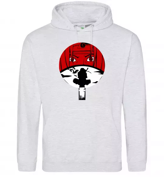 Мужская толстовка (худи) Ітачі Учіха коло Серый меланж фото