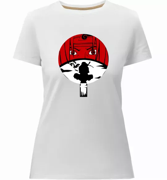 Женская премиум футболка Ітачі Учіха коло Белый фото