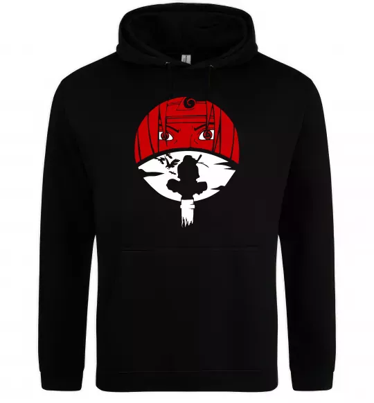 Мужская толстовка (худи) Ітачі Учіха коло Черный фото