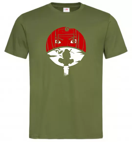 Чоловіча футболка Ітачі Учіха коло Оливковий фото