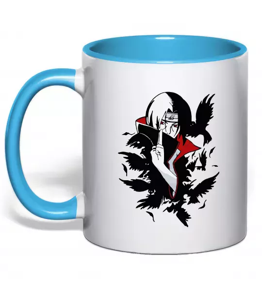 Чашка з кольоровою ручкою Ітачі ворони Блакитний фото