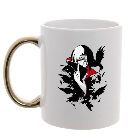 Чашка з кольоровою ручкою Ітачі ворони Золото фото